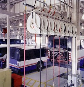 lubrication equipment hanging from ceiling for buses